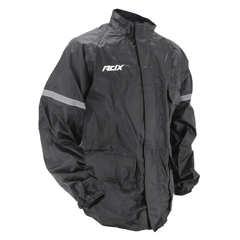 VESTE DE PLUIE ADX ECO NOIR   S  (DOUBLURE + BANDE REFLECHISSANTE + COL VELOURS + GOUTTIERE + SOUFFLET DORSALE POUR EVITER LE FLOTTEMENT EN ROULANT...)