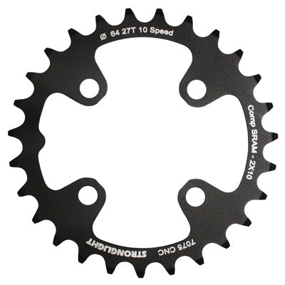 MTB CHAINRING 4BRA D.64 FOR SRAM XO+SHIMANO (EXCEPT XT-XTR) STRONGLIGHT DOUBLE 27T INTERIOR BLACK UNTHREADED 10V. - THICKNESS 3.5mm