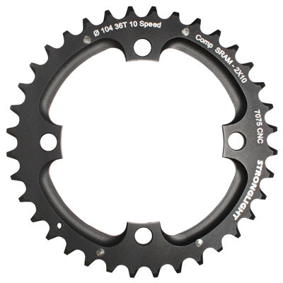 PLATEAU VTT 4BRA D.104 POUR SRAM XO FILETE 10V. STRONGLIGHT DOUBLE 36DTS EXTERIEUR NOIR - EPAISSEUR 5mm FILETE 10V.