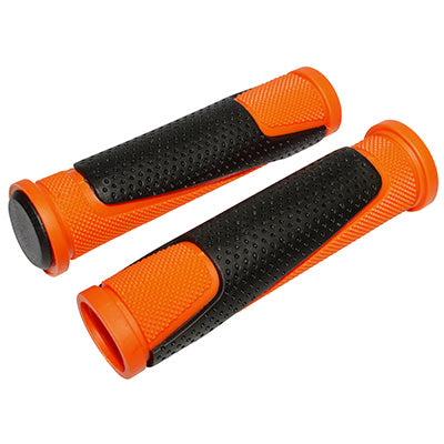 POIGNEE VTT NEWTON BI-MATIERE ORANGE-NOIR L130mm (PAIRE) (OFFRE SPECIALE)