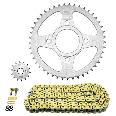 KIT CHAINE ADAPTABLE DAELIM 125 ROADWIN 2007+2013  428  14x45  (DIAM COURONNE 58-90-10.5)  (DEMULTIPLICATION ORIGINE)  -AFAM-