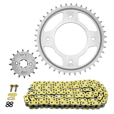 ADAPTABLE CHAIN ​​KIT HONDA 125 CBF 2009+2016, 125 CBF M 2009+2016 428 16x42 (CROWN DIAM 80-110-8.5) (ORIGINAL GEARBOX) -AFAM-