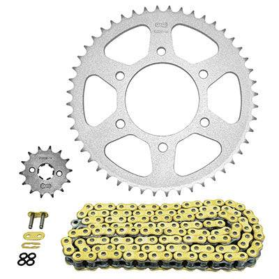 KIT CHAINE ADAPTABLE YAMAHA 125 YZF-R125 2008+2016, YZF-R125 ABS 2015+2018  428  14x48  (DIAM COURONNE 76-100-8.5)  (DEMULTIPLICATION ORIGINE)  -AFAM-