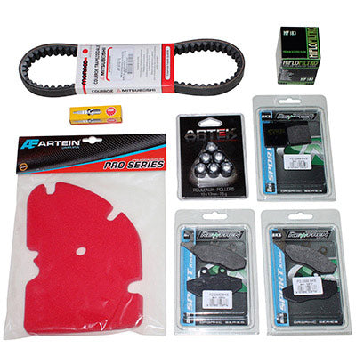 KIT ENTRETIEN MAXISCOOTER ADAPTABLE PIAGGIO 125 MP3 2006+ (PACK 8 PIECES)  -SELECTION P2R-