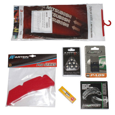 KIT ENTRETIEN SCOOT ADAPTABLE GILERA 50 STALKER 1997+2011-PIAGGIO 50 TYPHOON 1998+2009 (PACK 6 PIECES)  -SELECTION P2R-