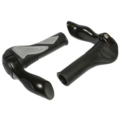 HAFNY BLACK-GREY MTB GRIP WITH INTEGRATED HANDLEBAR ENDS 130mm (PAIR)