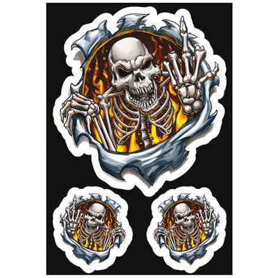 AUTOCOLLANT-STICKER LETHAL THREAT FINGER SKULL (75x140mm) (LT55072)