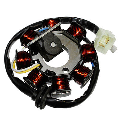 AANPASBARE SCOOT-ONTSTEKINGSTATOR PEUGEOT 50 VIVACITY 4T, KISBEE 4T - SYM 50 ORBIT 4T (8 POLEN - 3 DRADEN) -P2R-