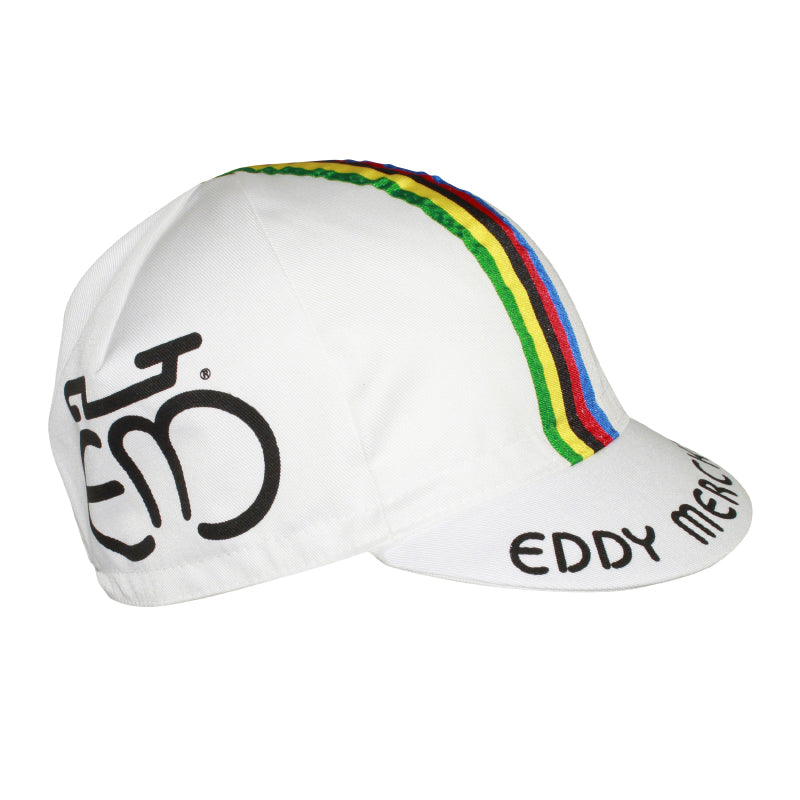 CASQUETTE VELO EQUIPE VINTAGE MERCKX CHAMPION DU MONDE BLANC