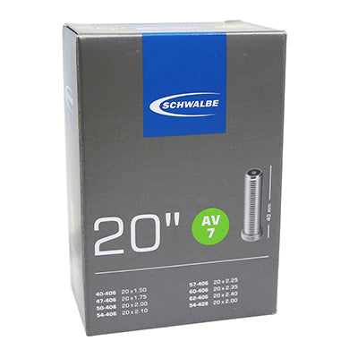 CHAMBRE A AIR VELO 20 x 1.50-2.35 SCHWALBE VALVE STANDARD (40-406 à 54-428) (AV7)