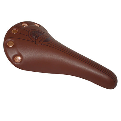 SELLE NEWTON ROUTE VINTAGE MARRON CLAIR AVEC RIVETS 278x155mm RAIL ACIER