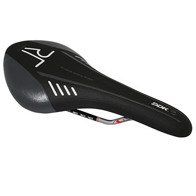 SELLE NEWTON ROUTE-VTT ARIO NOIR DECO BLANC-GRIS 285x136mm RAIL CROMOLY GRIS