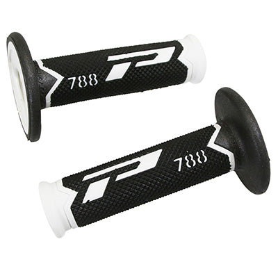 PROGRIP MOTORCYCLE OFF ROAD 788 TRIPLE DENSITY HANDLE COATING WHITE-BLACK-TITANIUM BASE CLOSED END 115mm (CROSS-MX) (PAIR)