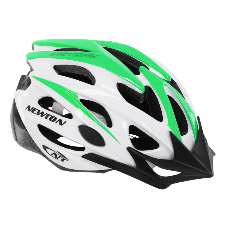 NEWTON ADULT ROAD-MTB VICTORY CYCLING HELMET GREEN-WHITE SIZE 58-61 WITH VISOR AND LOCK (SOLD IN BOX) (SPECIAL OFFER)