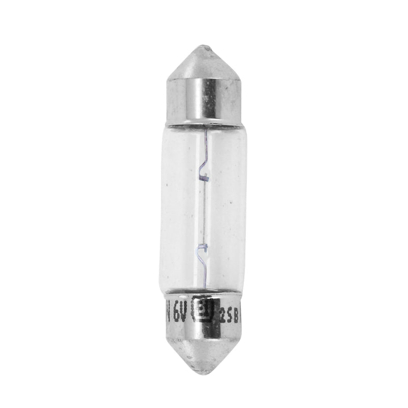 AMPOULE-LAMPE STANDARD  6V  5W CULOT SV8,5 (11X35) NORME C5W NAVETTE BLANC (FEU DE POSITION) (VENDU A L UNITE)  -FLOSSER-