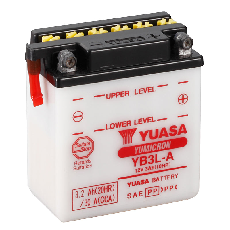 BATTERIE 12V  3 Ah YB3L-A YUASA YUMICRON AVEC ENTRETIEN  (Lg98xL56xH110mm)