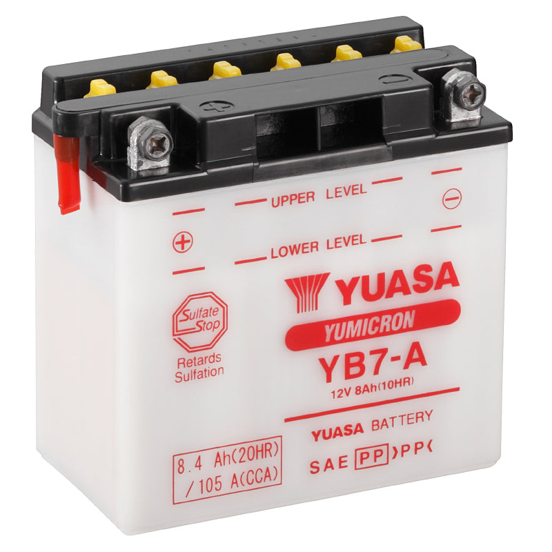 BATTERIE 12V  8 Ah YB7-A YUASA YUMICRON AVEC ENTRETIEN  (Lg135xL75xH133mm)