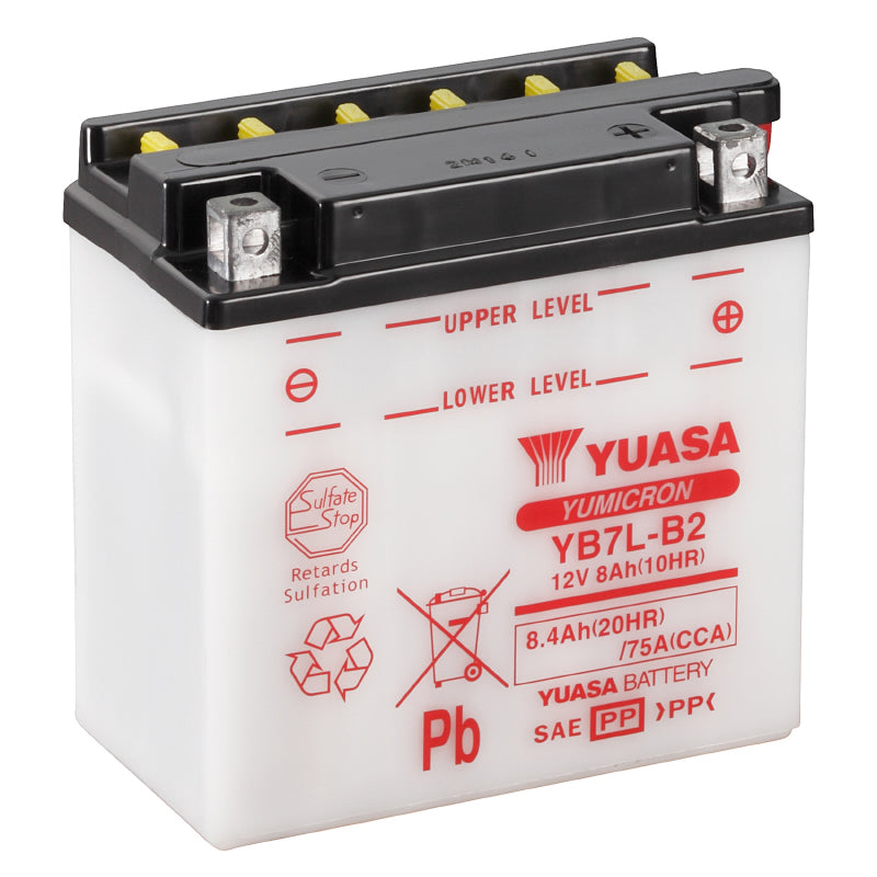 BATTERIE 12V  8 Ah YB7L-B2 YUASA YUMICRON AVEC ENTRETIEN  (Lg135xL75xH133mm)