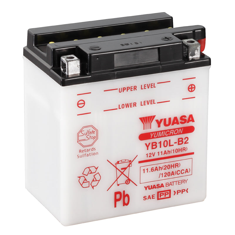 BATTERIE 12V 11 Ah YB10L-B2 YUASA YUMICRON AVEC ENTRETIEN  (Lg135xL90xH145mm)