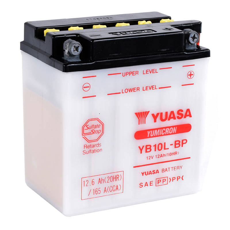 BATTERIE 12V 12 Ah YB10L-BP YUASA YUMICRON AVEC ENTRETIEN  (Lg135xL90xH145mm)