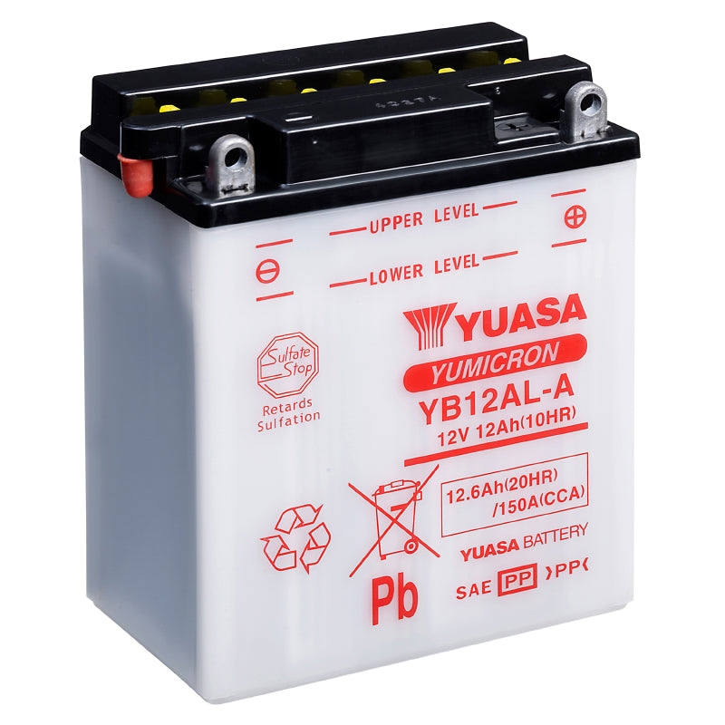 BATTERIE 12V 12 Ah YB12AL-A YUASA YUMICRON AVEC ENTRETIEN  (Lg134xL80xH160mm)