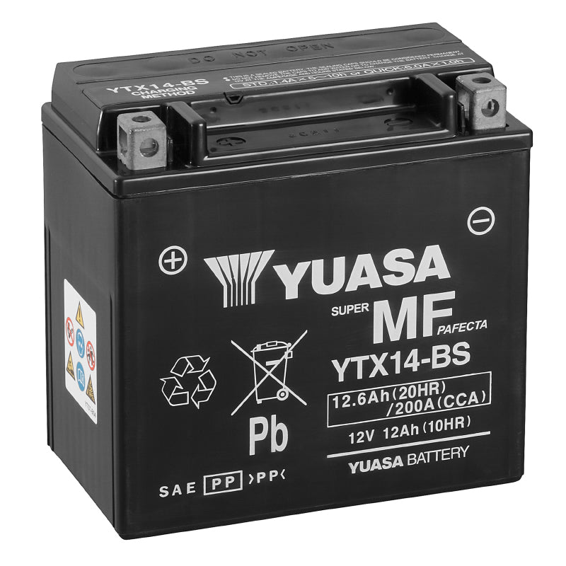 BATTERIE 12V 12 Ah YTX14-BS YUASA MF SANS ENTRETIEN LIVREE AVEC PACK ACIDE  (Lg150xL87xH145mm)