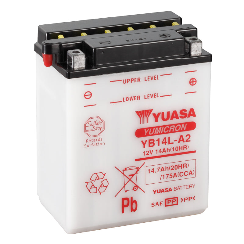 BATTERIE 12V 14 Ah YB14L-A2 YUASA YUMICRON AVEC ENTRETIEN  (Lg134xL89xH166mm)