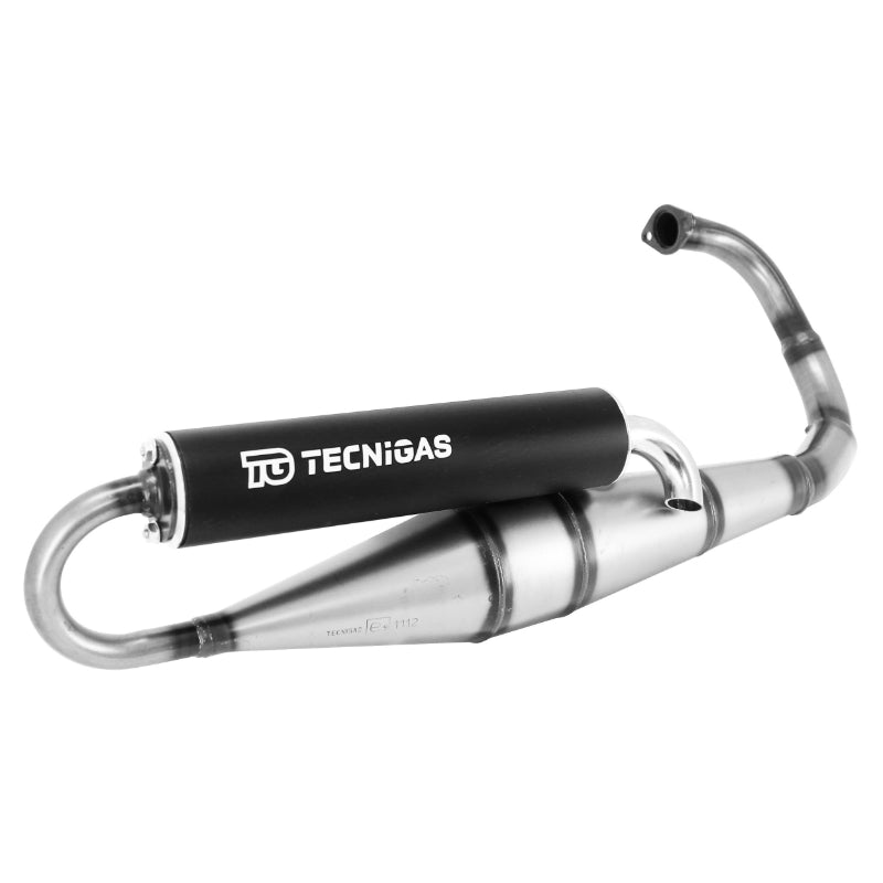 TECNIGAS NEXT R GESCHILDERDE SCOOT UITLAAT VOOR MBK 50 BOOSTER, STUNT-YAMAHA 50 BWS, SLIDER (ZWART ALUMINIUM GELUIDDEMPER)