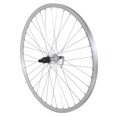 ROUE VTC PATIN BLOCAGE 700 x 35 - 28" ER10 ARGENT ARRIERE DOUBLE PAROI MOYEU 500 CASSETTE 9-8V  JANTE 19C