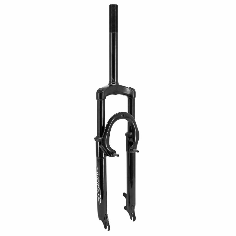 FOURCHE VTT 26 " M-W A SUSPENSION ACIER RESSORT-ELASTOMERE POUR V-BRAKE ET DISQUE NOIR DEB. 50mm PIVOT (230-100mm) FILETE 1"1-8-25,4 INTERIEUR