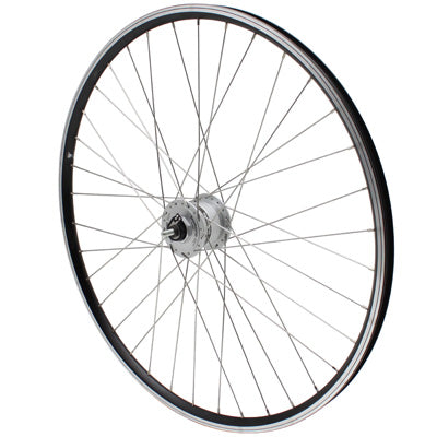 ROUE VTC PATIN 700 x 35 - 28" ER10 NOIR AVANT DOUBLE PAROI MOYEU SHIMANO DYNAMO DH2N 6 VOLT-2.4W  (ECLAIRAGE AVANT) MOYEU ECROU  JANTE 19C