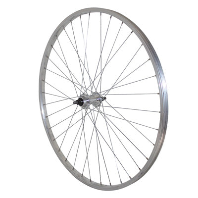 ROUE VTC - CITY PATIN 700 x 28 - 35 ARRIERE JANTE ET MOYEU ALU AXE PLEIN ROUE LIBRE 1V (VENDU AVEC ECROU 10X100) JANTE 19C