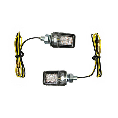 CLIGNOTANT UNIVERSEL REPLAY MICRO 6 LEDS TRANSPARENT-CARBONE (L 27mm - H 18mm - L 18mm) (HOMOLOGUE CE) (PAIRE)