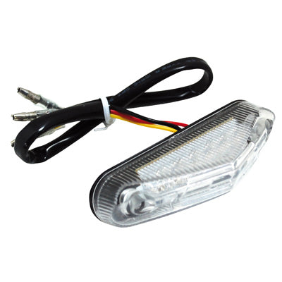 FEU ARRIERE 50 A BOITE-MOTO TRIANGLE TRANSPARENT A LEDS (6 LEDS ROUGES) (HOMOLOGUE CE)  -REPLAY-