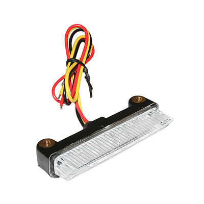 FEU ARRIERE UNIVERSEL REPLAY A LEDS BARETTE TRANSPARENT-NOIR AVEC STOP (6 LEDS ROUGES) (HOMOLOGUE CE)