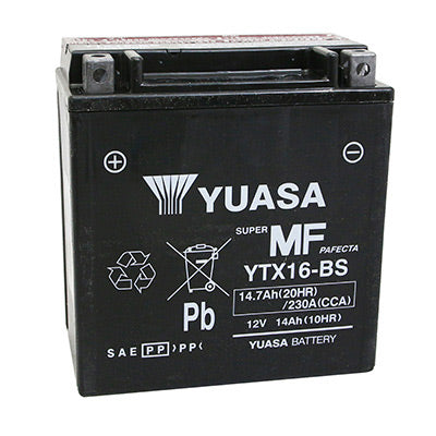 BATTERIE 12V 14 Ah YTX16-BS ORIGINE PIAGGIO 400 MP3 2007+, 500 MP3 2010+, 500 X9 EVOLUTION 2003+-GILERA 500 FUOCO 2007+, 800 GP 2007+  -639860-