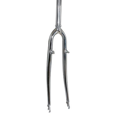 FOURCHE VTC 700X35 RIGIDE CINTREE ACIER CHROME AVEC TASSEAUX PIVOT FILETE (255-160mm) 1"-22,2 INTERIEUR- CONE 26.4mm