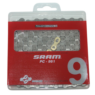 BICYCLE CHAIN ​​9 SPEED ROAD-MTB SRAM PC-951 ROAD-MTB BLACK 114 LINKS (1-2"x11-128")