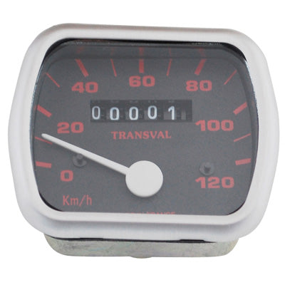 COMPTEUR CYCLO TRANSVAL 120KM-H POUR PEUGEOT 103 VOGUE, MVL 16 POUCES (AVEC DEMULTIPLICATEUR + TRANSMISSION)