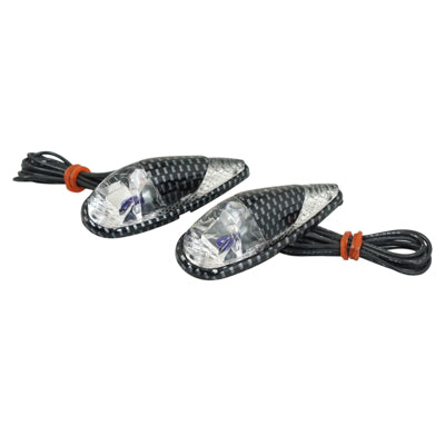 DECO LIGHTING REPLAY WATERDROP FENDER TRANSPARENT-CARBON BLUE BULB (L 62mm - H 23mm - W 18mm) (PAIR) **