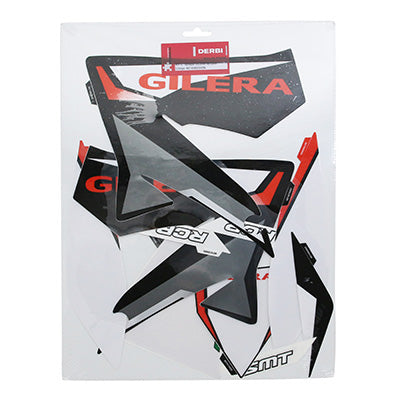 AUTOCOLLANT-STICKER-KIT DECORS ORIGINE PIAGGIO GILERA 50 SMT, RCR 2011+2012 NOIR-GRIS-ROUGE -86745800W0N-