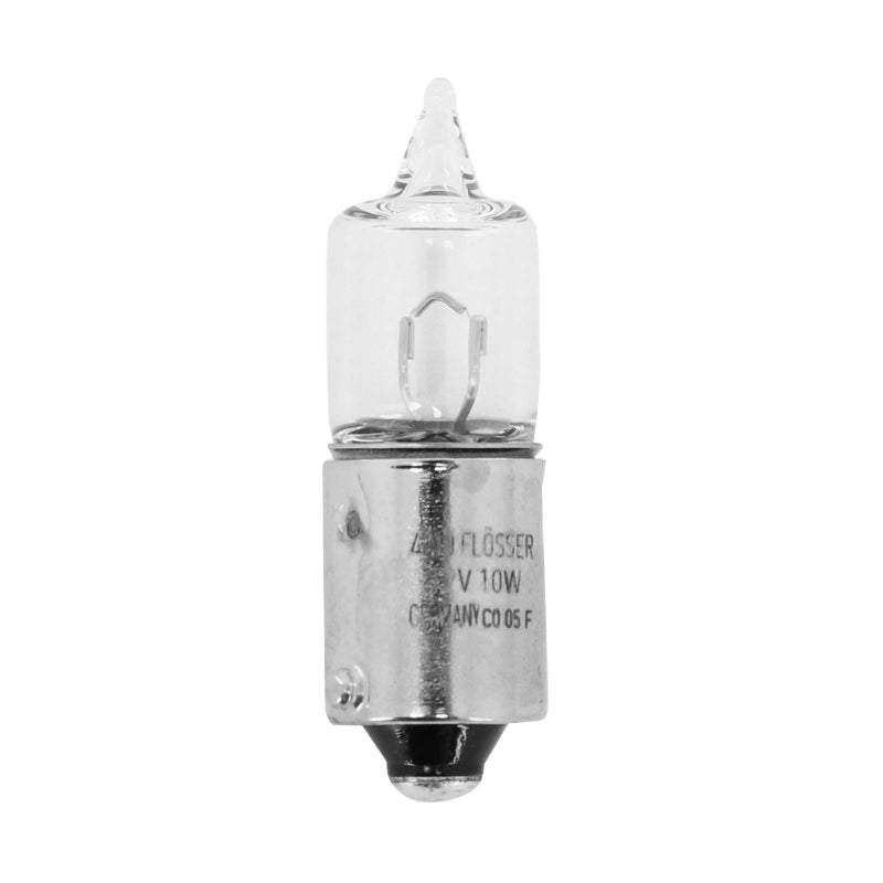 AMPOULE-LAMPE HALOGENE MINIATURE H10W 12V 10W CULOT BA9s TEMOIN BLANC (CLIGNOTANT) (VENDU A L'UNITE)  -FLOSSER-