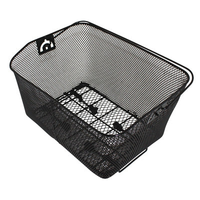 PANIER ARRIERE ACIER NID ABEILLE NEWTON NOIR AVEC ANSE FIXATION ETAU SUR PORTE-BAGAGE (Lg40xL30xH20)