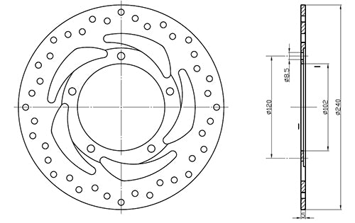 Piaggio Brake Disc Ø240x120x102 NbHole5xØ8.5